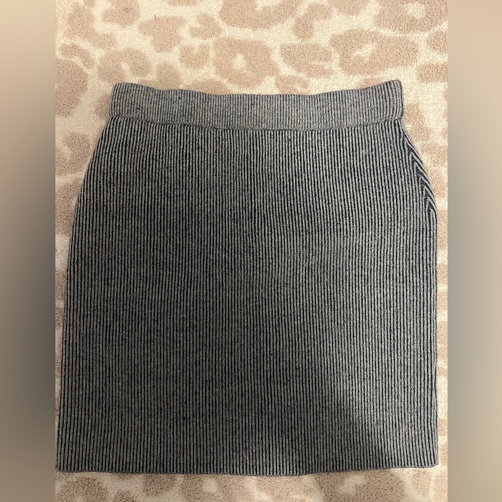 Wild Fable Ribbed Knit Mini Skirt Gray Black XXS